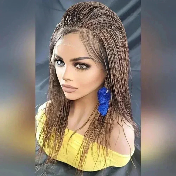 Handmade Auburn Ombre Braided Lace Wig Micro millions braids, medium. YASSINE - Picture 6 of 15